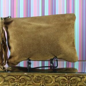 Suede clutch